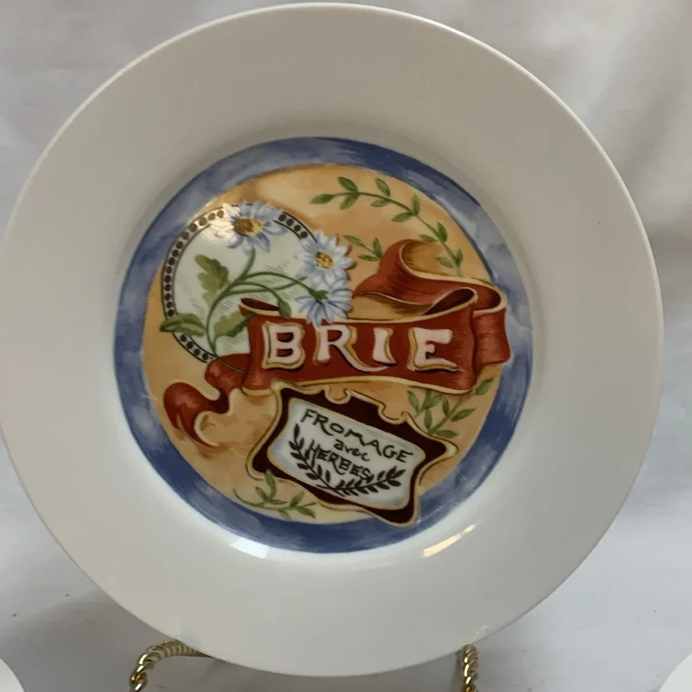 Set Of 4 Restoration Hardware Plates French Cheese Appetizer Dishes 7.5”
